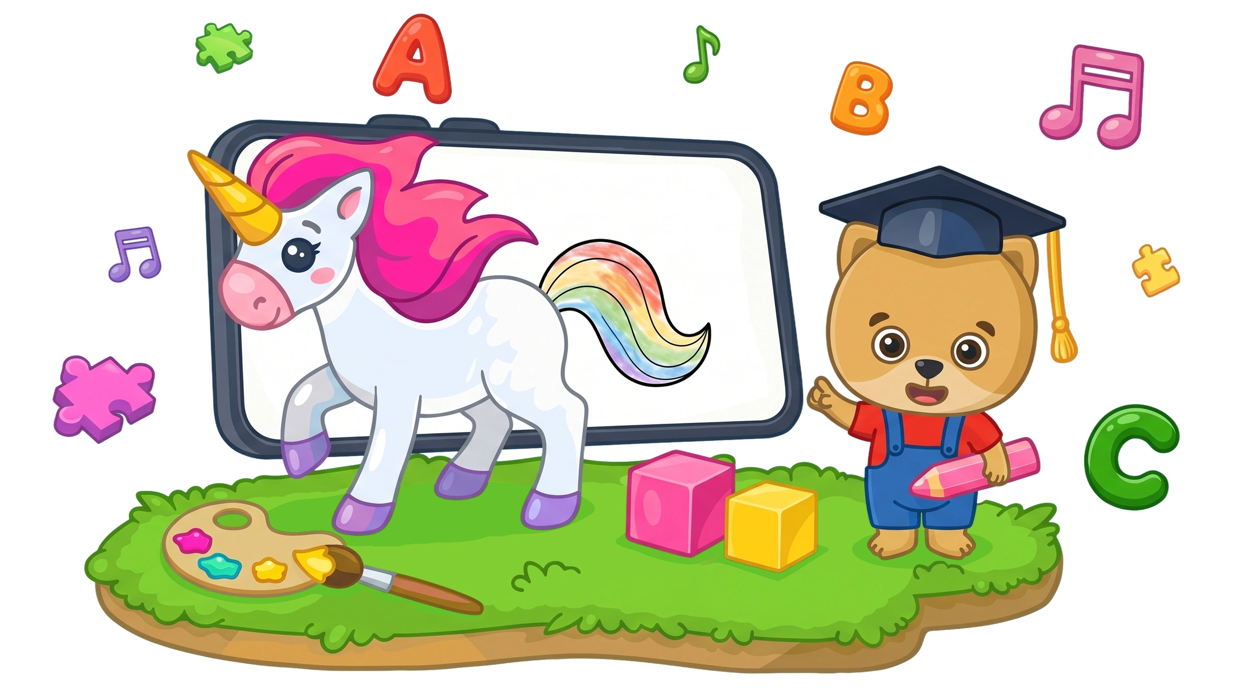 Bimi Boo bear with learning apps